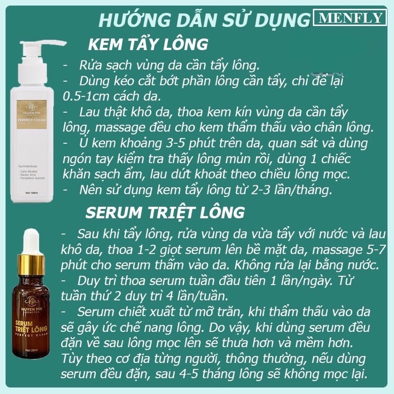 Combo Kem tẩy lông Huyền Phi Triệt Sạch Các Loại Lông Hàng Chĩnh Hãng