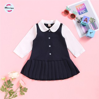 Đầm MIKRDOO Tay Dài Dáng Chữ A Cổ Peter Pan Thời Trang Cho Bé Gái Từ 0-2 Tuổi