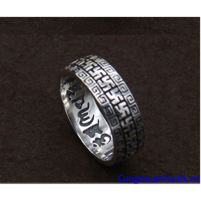 NHẪN BẠC KHẮC CHỮ VẠN - OM MANI PADME HUM - NH107