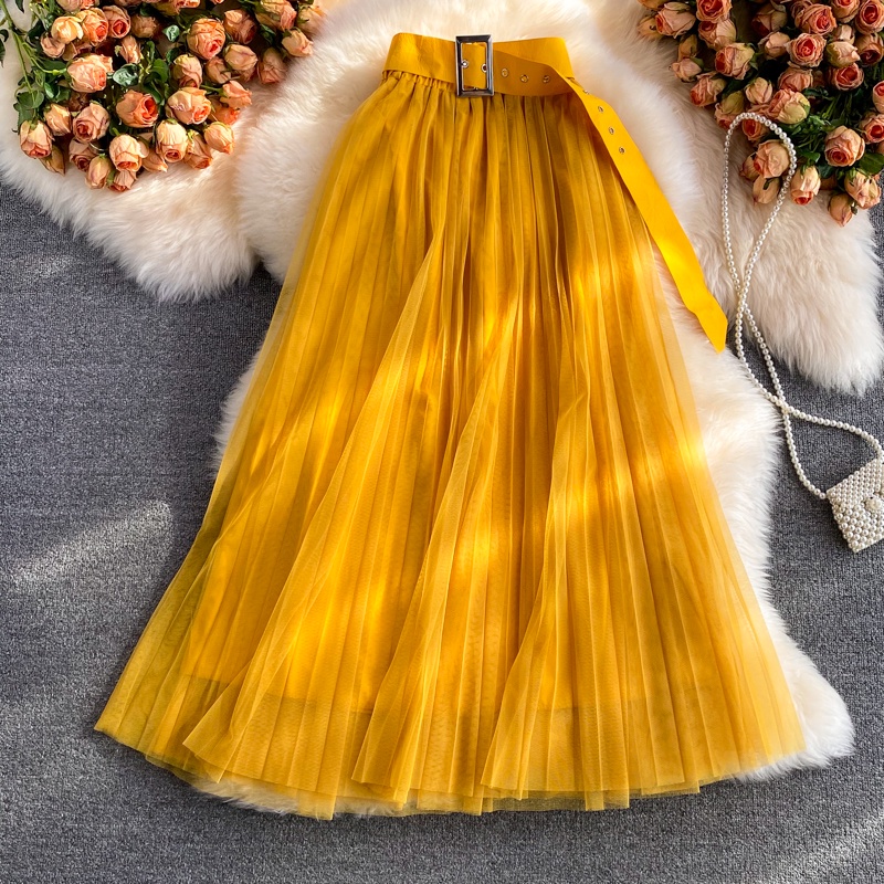 Chân Váy Nữ Dáng Dài/ Váy Midi TuTu Xếp Ly Nhiều Màu