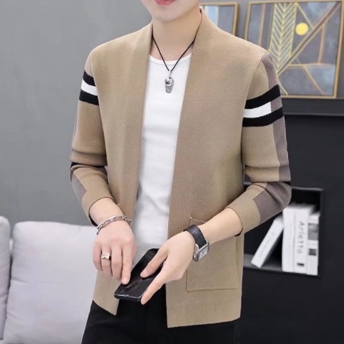 Áo Khoác Cardigan Dệt Kim Kẻ Sọc Dáng Ôm Thời Trang Cho Nam Giới