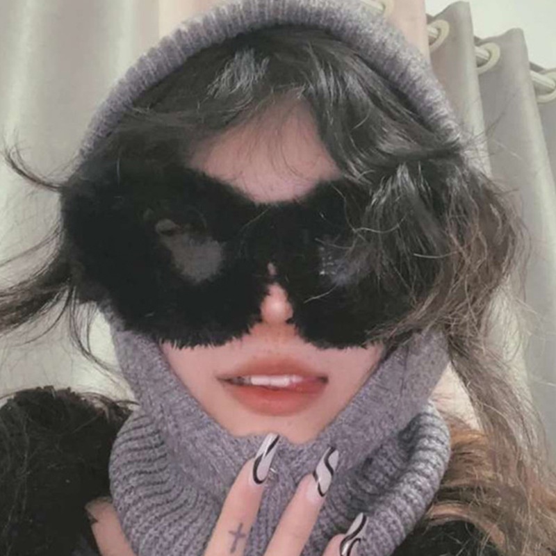 Kính Mát Mắt Mèo Phối Lông Thời Trang Cho Nữ