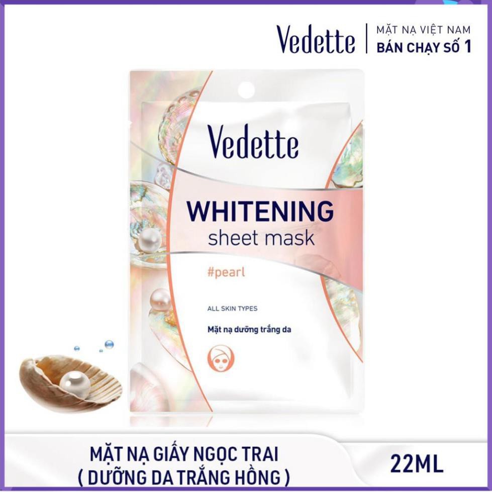 🍊 COMBO 15 MẶT NẠ GIẤY TRẮNG HỒNG TỰ NHIÊN 22ml VEDETTE - 05 LOẠI x 3