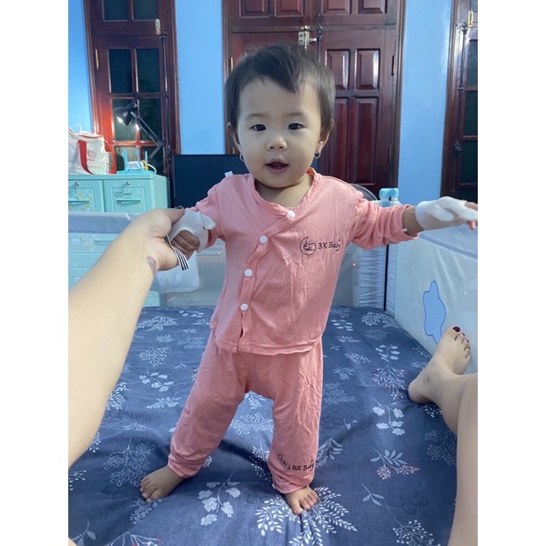 Bộ quần áo dài tay cúc chéo thun lạnh BX BABY mùa đông cho bé