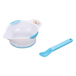 Bộ bát và thìa tập ăn cho bé (tặng kèm bộ thìa dĩa báo nóng + yếm ăn silicon)