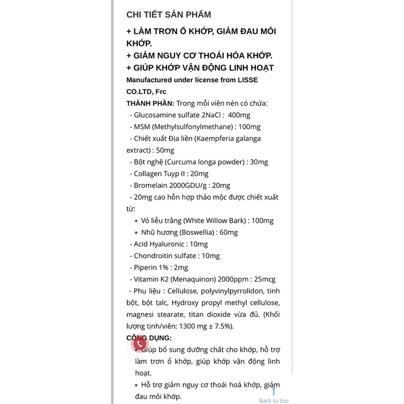 Lisse CƯỜNG KHỚP ĐAN--  Hỗ trợ giảm nguy cơ thoái hoá khớp, giảm đau mỏi khớp