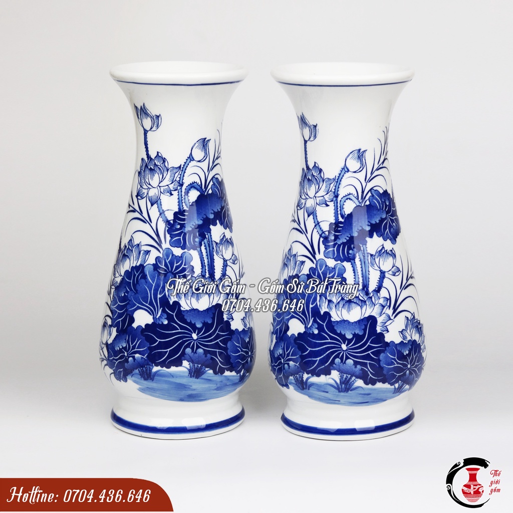 Lọ hoa ban thờ gốm sứ Bát Tràng / Lọ hoa cúng/ Lọ hoa thần tài