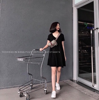 Váy xuông cổ tim siêu mát