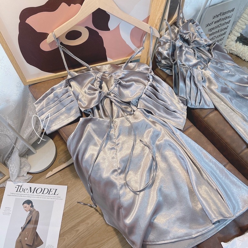 ĐẦM PHI CỔ ĐỔ RỚT VAI RÚT DÂY LƯNG