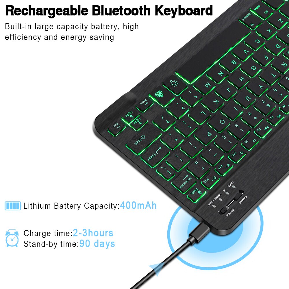 Bàn Phím Bluetooth Không Dây Mini Có Đèn Nền Rgb