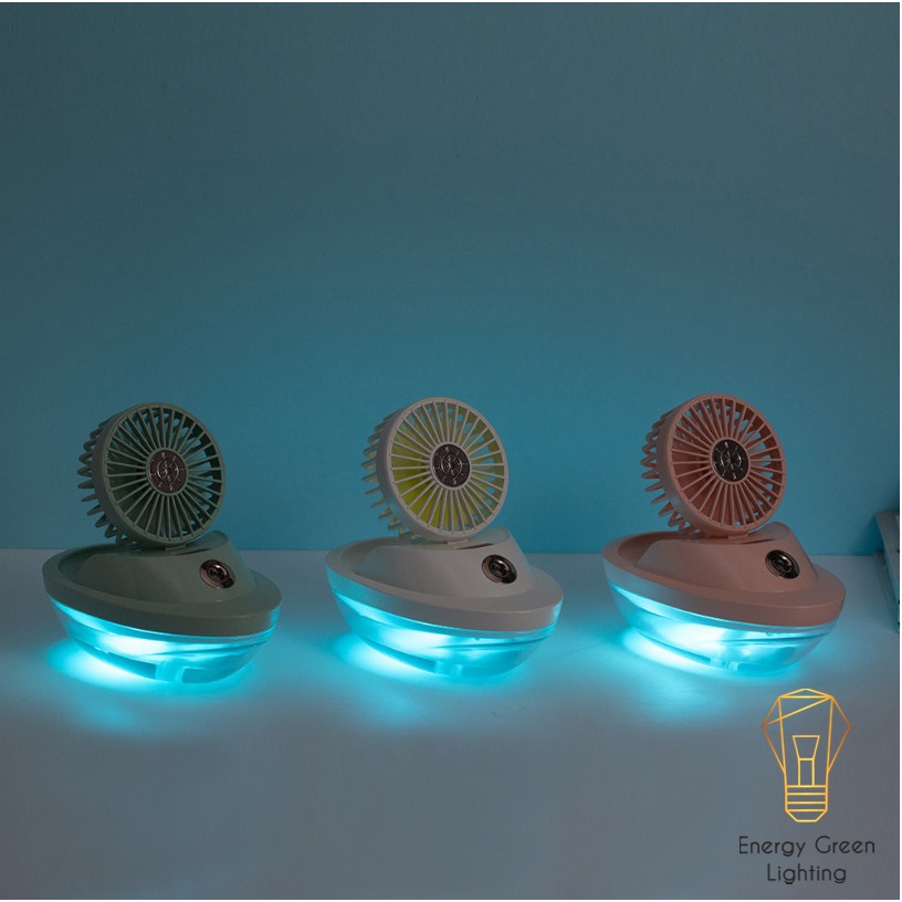 Quạt Phun Sương Energy Green Lighting Tích Điện SX-HF01 - Kiểu Dáng Du Thuyền - Khếch Tán Tinh Dầu, Tạo Ẩm