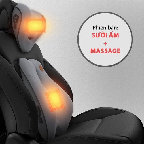 Bộ gối đệm sưởi ấm + massage giảm đau  vai cổ, cột sống lưng, 6 chế độ dành cho ô tô, văn phòng | BigBuy360 - bigbuy360.vn
