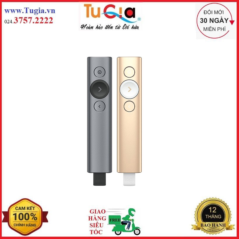 [Mã 154ELSALE2 giảm 7% đơn 300K] Bút (Chuột) trình chiếu Logitech SPOTLIGHT (Vàng gold,Xám đen) - Hàng chính hãng