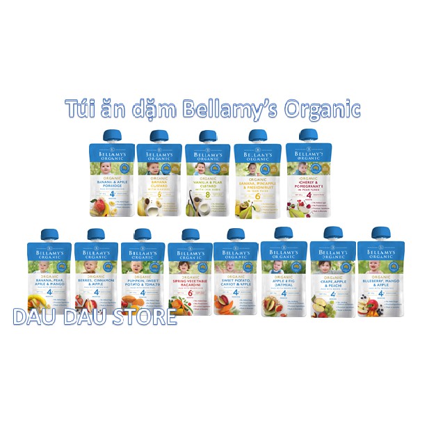 Combo 6 Túi Trái Cây, Kem Sữa Xay Nhuyễn Bellamy’s Organic 125g