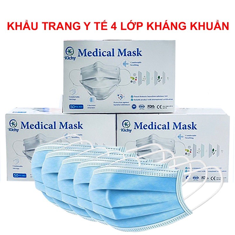 Khẩu trang y tế 4 lớp kháng khuẩn Kichy cao cấp