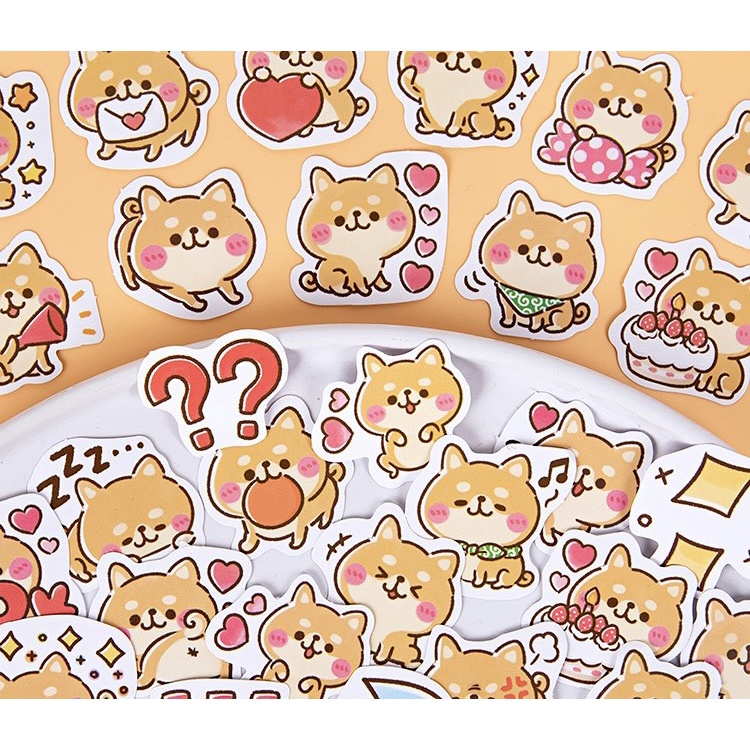 HỘP 45 STICKER THẾ GIỚI CORGI DỄ THƯƠNG TRANG TRÍ SỔ TAY  st07