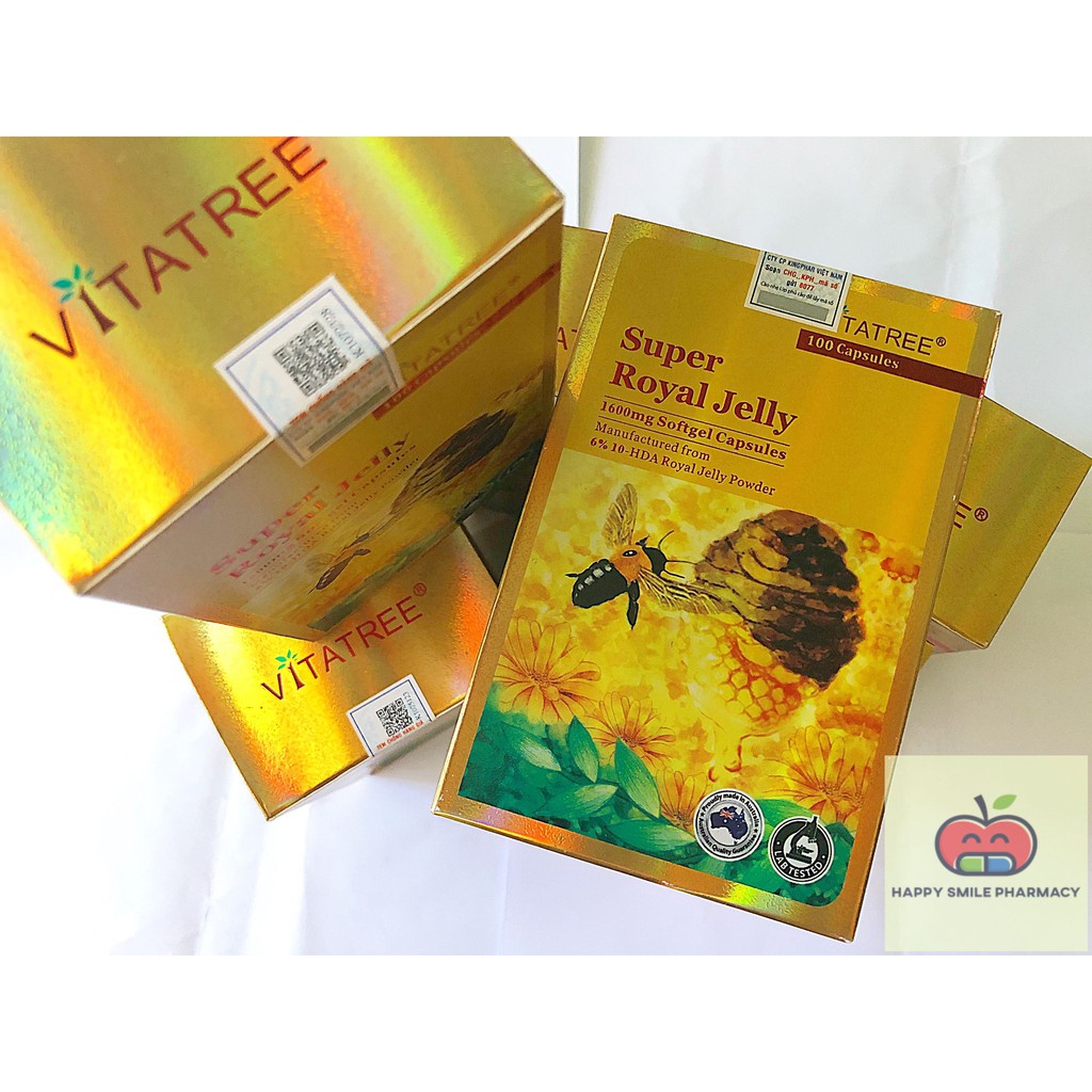 (Được check hàng trước khi đóng gói)VITATREE SUPER ROYAL JELLY 1600MG – Sữa ong chúa Vitaree 100 viên