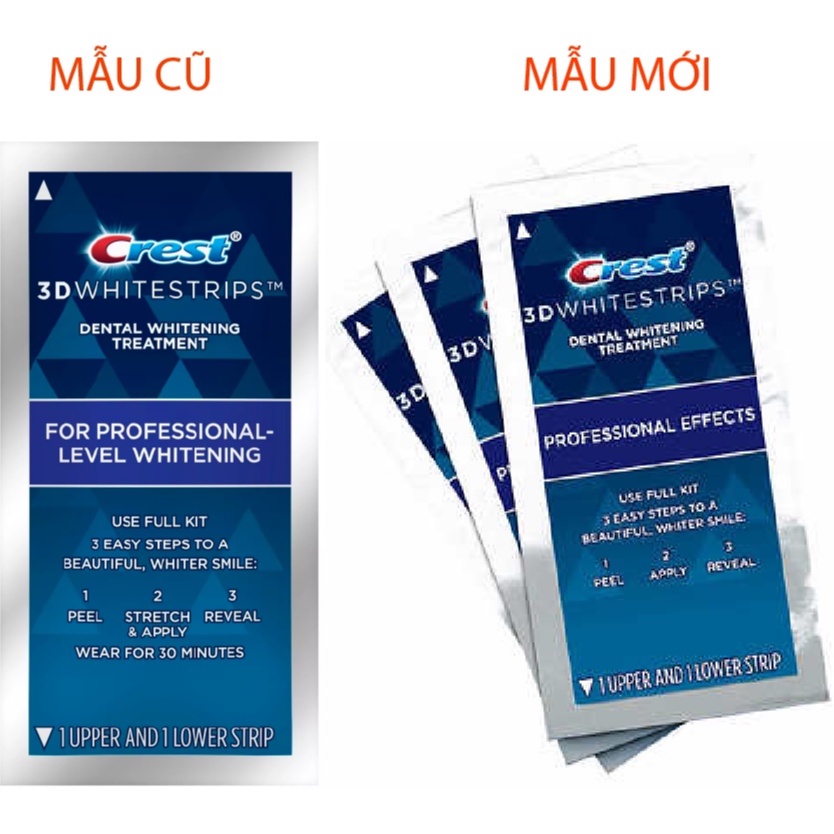 Miếng dán trắng răng Crest Professional Effect của Mỹ combo 7 ngày 7 gói
