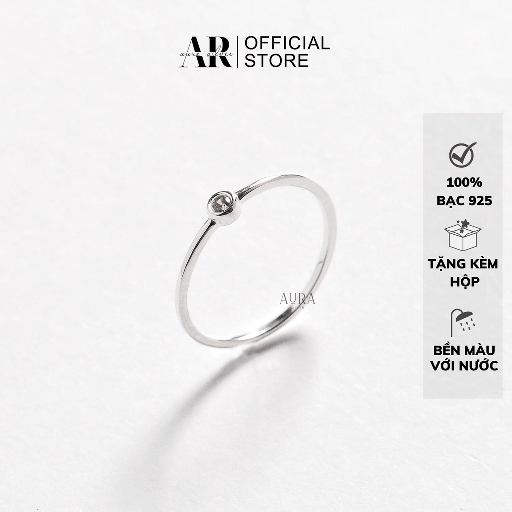 Nhẫn bạc đẹp nữ Aura, nhẫn trái tim đính đá đơn giản-AURASILVER-N15