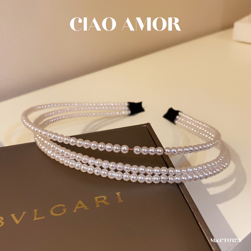 Cài tóc nữ ngọc 3 lớp basic đơn giản thanh lịch vintage Phụ kiện tóc Ciao Amor - CT0473