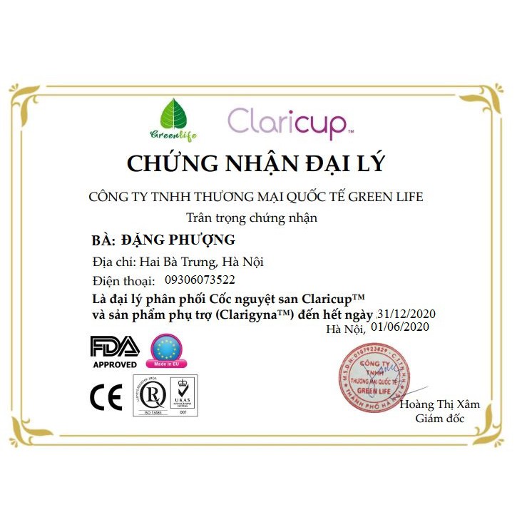 Cốc nguyệt san Claricup kèm Máy tiệt trùng + cốc tiệt trùng + túi vải