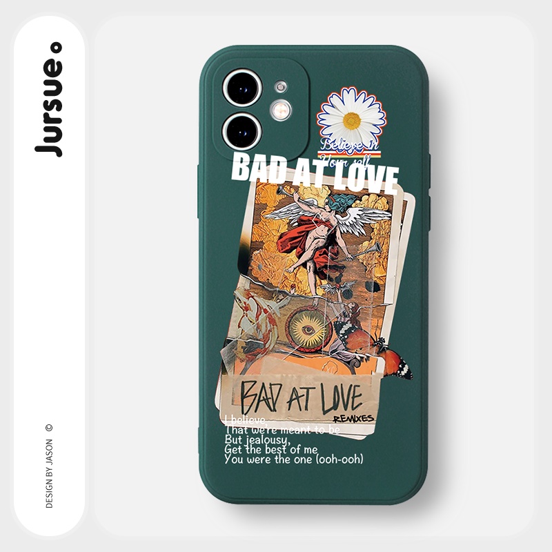 Ốp lưng JURSUE mềm chống bẩn hình dễ thương đẹp đen cho iPhone 13 12 11 Pro Max SE 2020 X XR XS 8 7 ip 6S 6 Plus Y1751