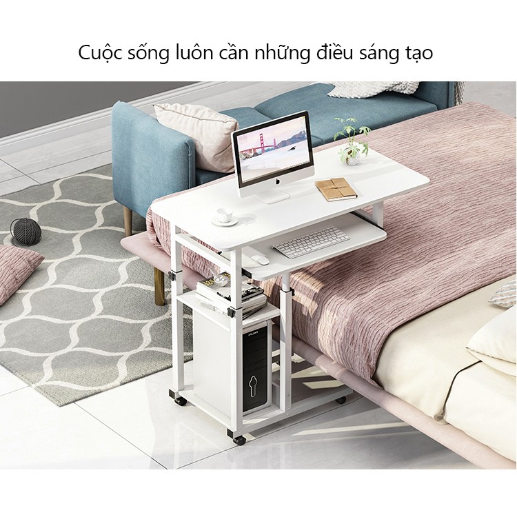 Bàn xếp đa năng cao cấp nhiều tiện bánh xe bàn máy tính ích 80x40x75cm có thể di chuyển bàn máy tính xách tay - FU156Y