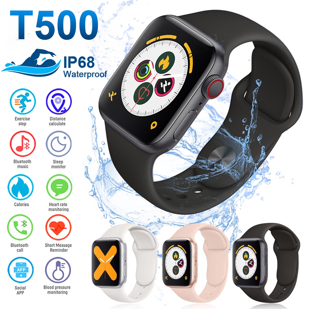 Smartwatch T500 Vòng Đeo Tay Thông Minh Bluetooth5.0 Nhịp Tim Thể Thao Giám Sát Đầy Đủ Màn Hình Cảm Ứng Cuộc Gọi Đồng Hồ Theo Dõi Giấc Ngủ 【 queen2019 】