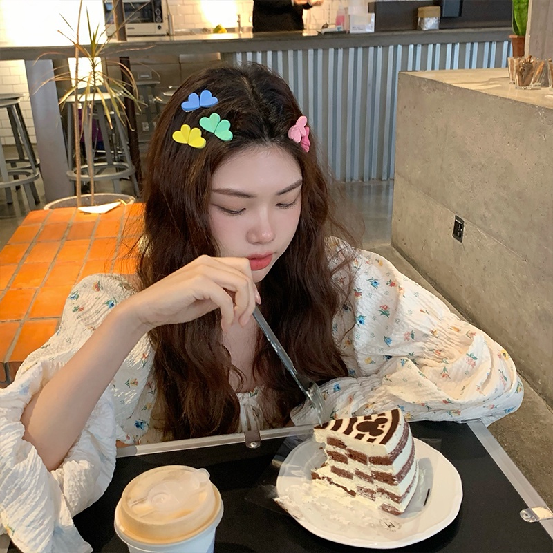 Kẹp Tóc Hình Trái Tim Nhiều Màu Sắc Ngọt Ngào Phong Cách Hàn Quốc Cho Nữ