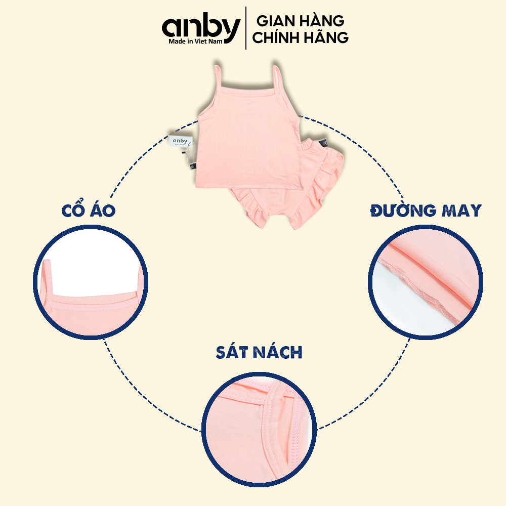 Bộ quần áo cho bé gái ANBY kiểu dáng 2 dây vải thun lạnh nhiều màu từ 0-5 tuổi