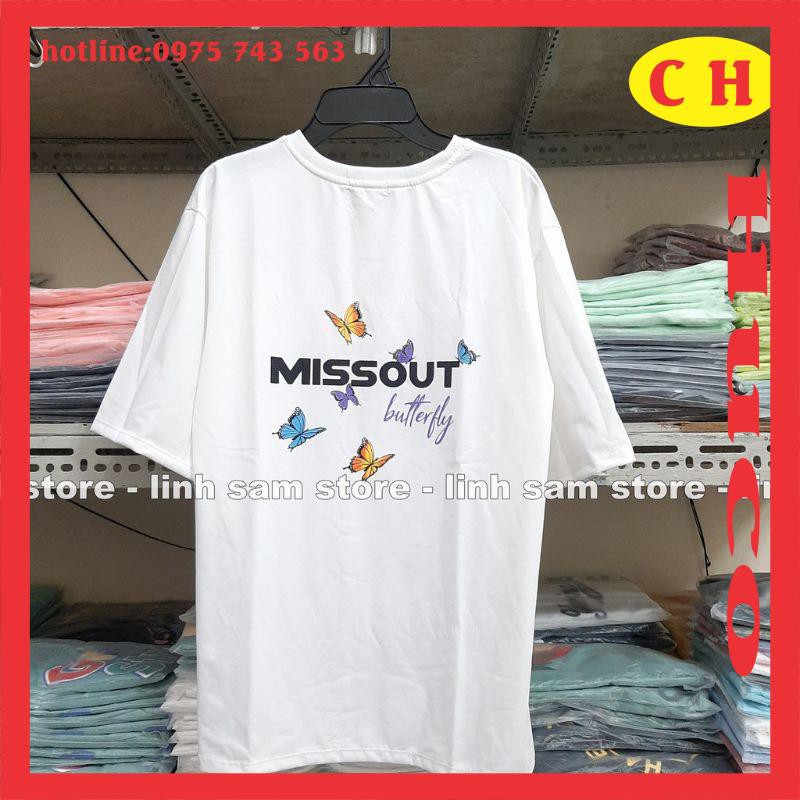 áo thun tay lỡ form rộng unisex🦋áo phông missout nam nữ oversize in hai mặt unisex🦋chất cotton kèm phụ kiện túi đeo chéo