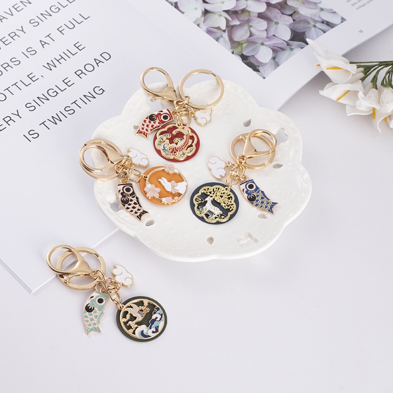 Móc Khóa Hình Cá Koi Đám Mây Cầu Nguyện Phong Cách Trung Hoa