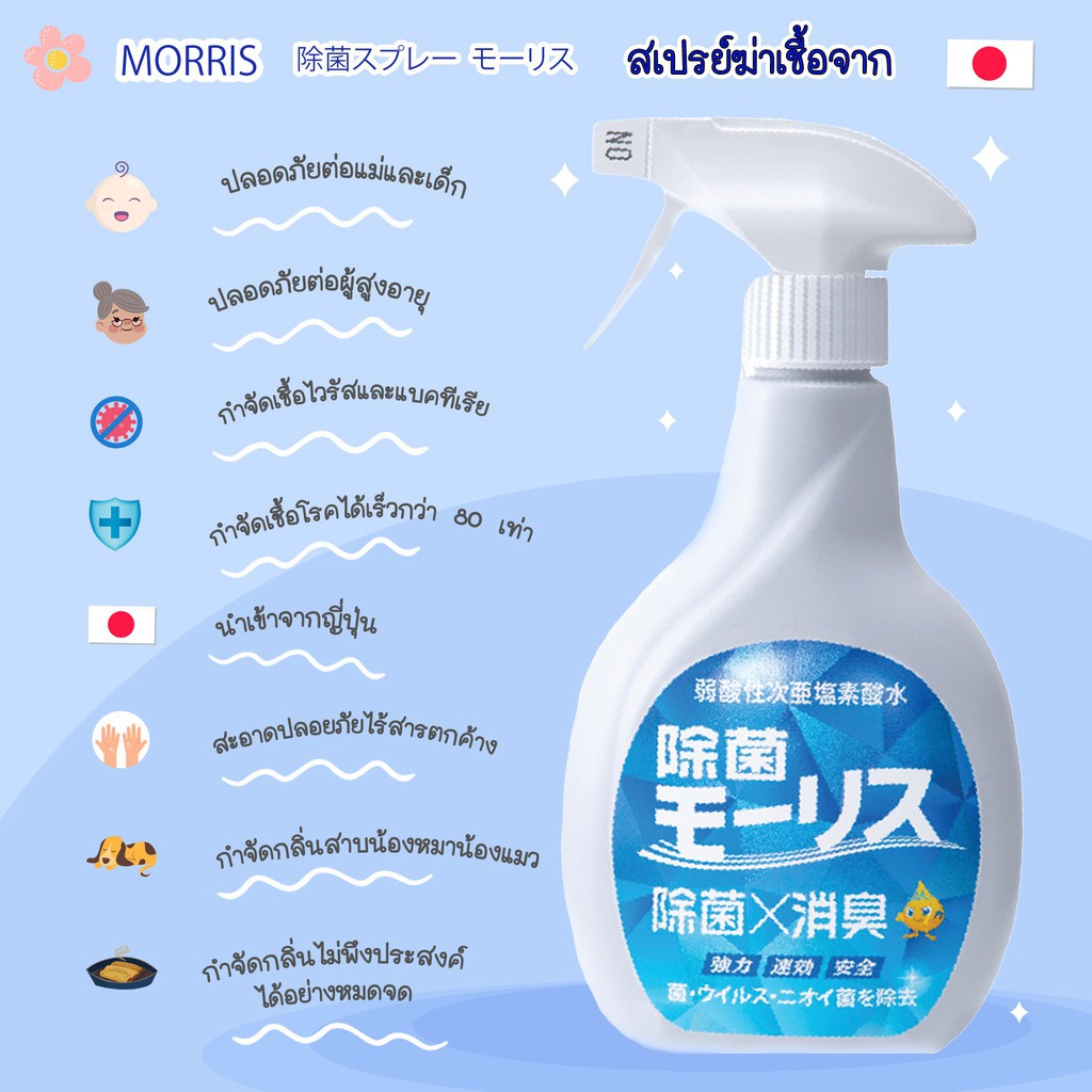 Xịt Kháng Khuẩn Morris Khử Trùng, Diệt Khuẩn Không Khí và Toàn Thân 400ml Dùng Được Cho Cả Người Lớn, Trẻ Em