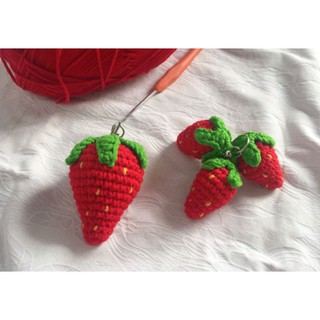 [Móc khoá len handmade] - Móc khoá trái dâu bằng len - Móc khoá handmade-  Strawberry Key chain Amigurumi
