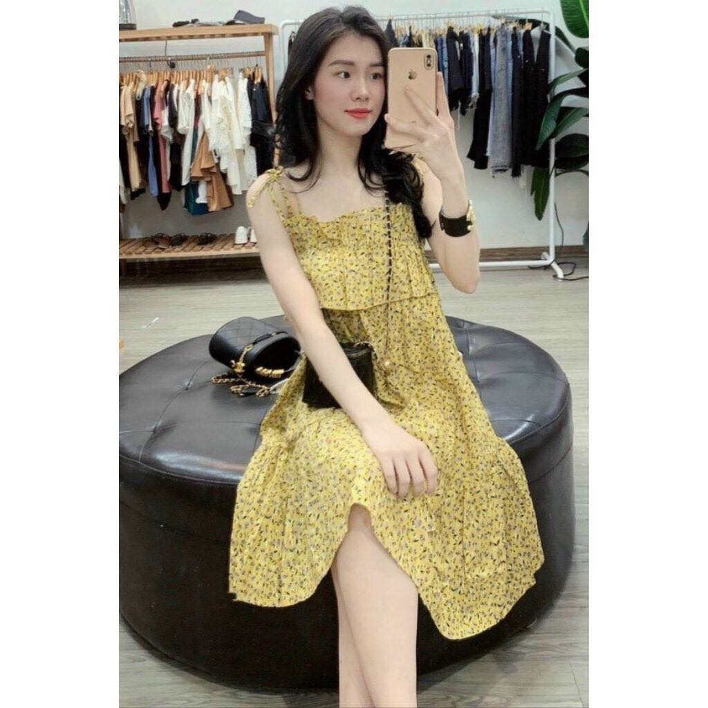 Đầm bầu hoa nhí ❤️ Đầm bầu bigsize thiết kế hai dây thời trang mùa hè chất lụa hàn ❤️ từ 55 đến 80kg