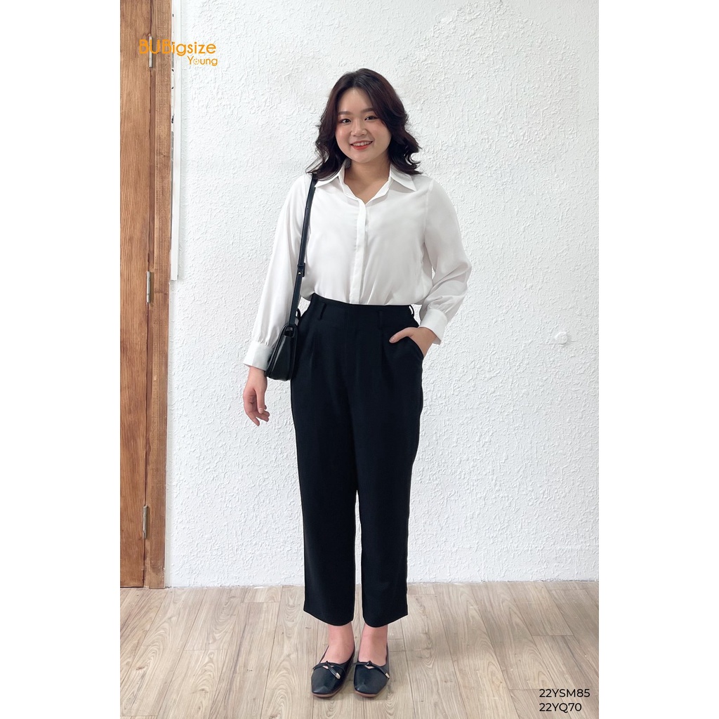 Quần baggy nữ thiết kế túi V khuy cài BIGSIZE (55kg đến 95kg) - 22YQ70 - [BU Bigsize Young]