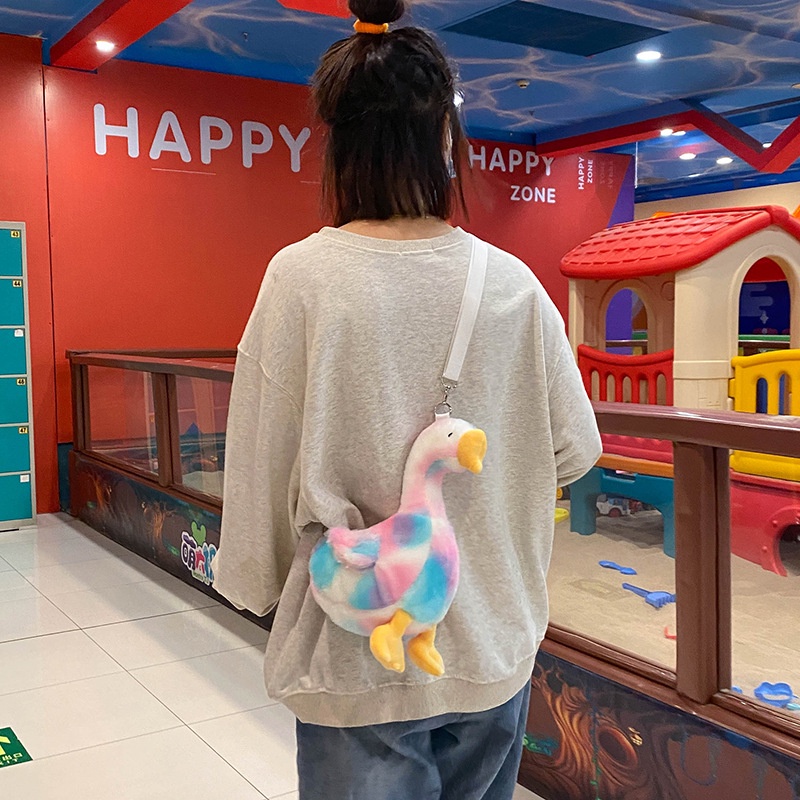 Túi đeo vai hình vịt nhồi bông dễ thương thời trang thu đông cho nữ