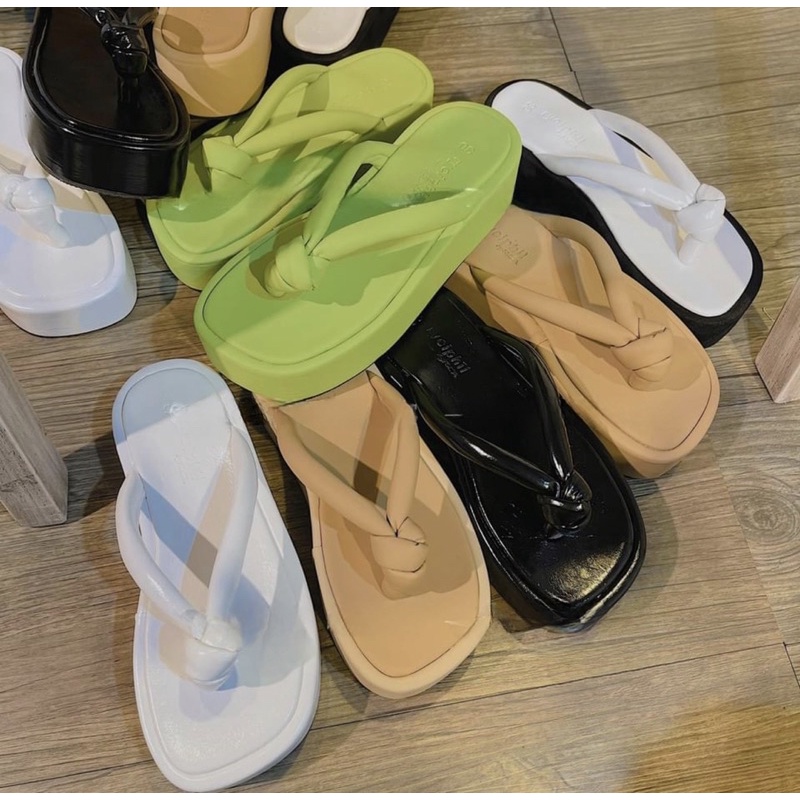 DÉP XUỒNG KẸP quai Thắt CAO 7CM da bóng SIÊU HOT