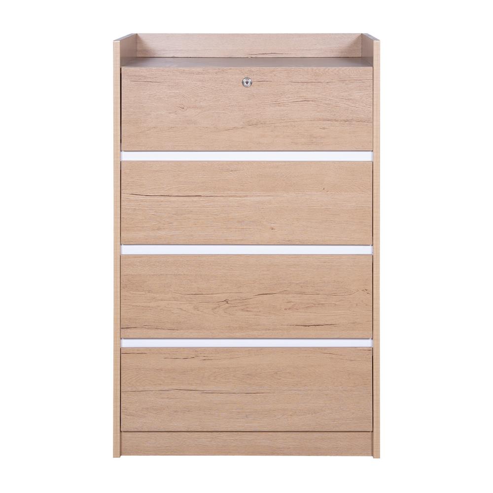 HomeBase FURDINI Tủ gỗ 4 ngăn kéo bằng gỗ ép FORCE Thái Lan W60xH95xD39cm màu gỗ sồi/trắng