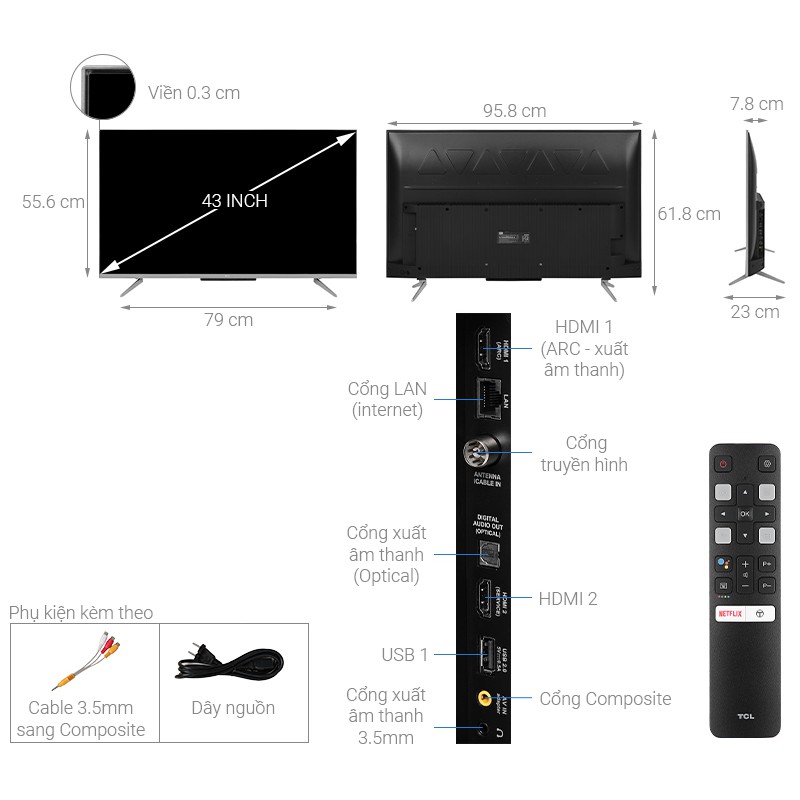 Android Tivi TCL 43 inch 43P715 (Miễn phí giao tại HCM-ngoài tỉnh liên hệ shop)