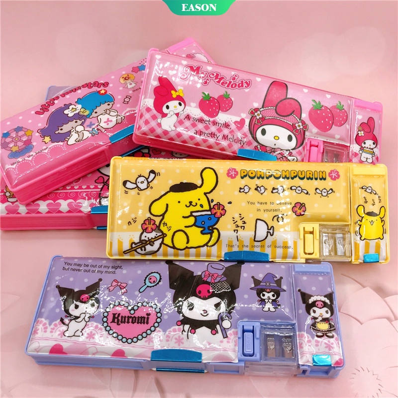 Hộp Bút Nam Châm Hai Mặt Họa Tiết Hoạt Hình Littletwinstars Và Kuromi Dễ Thương Ốp