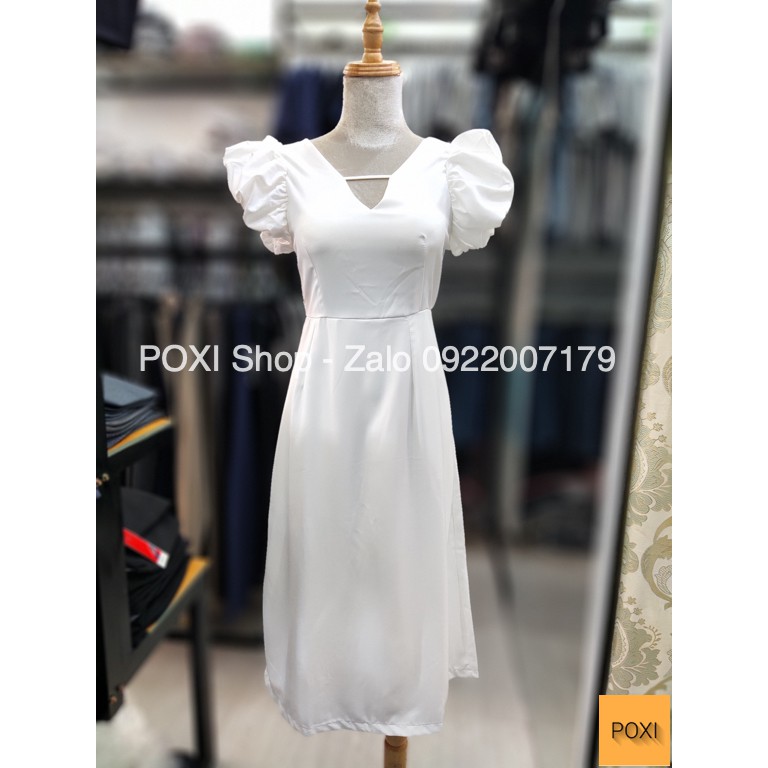 [ẢNH THẬT] Đầm Maxi Tay Con Phồng Hở Lưng Thắt Dây Sang Trọng (TRẮNG) | BigBuy360 - bigbuy360.vn