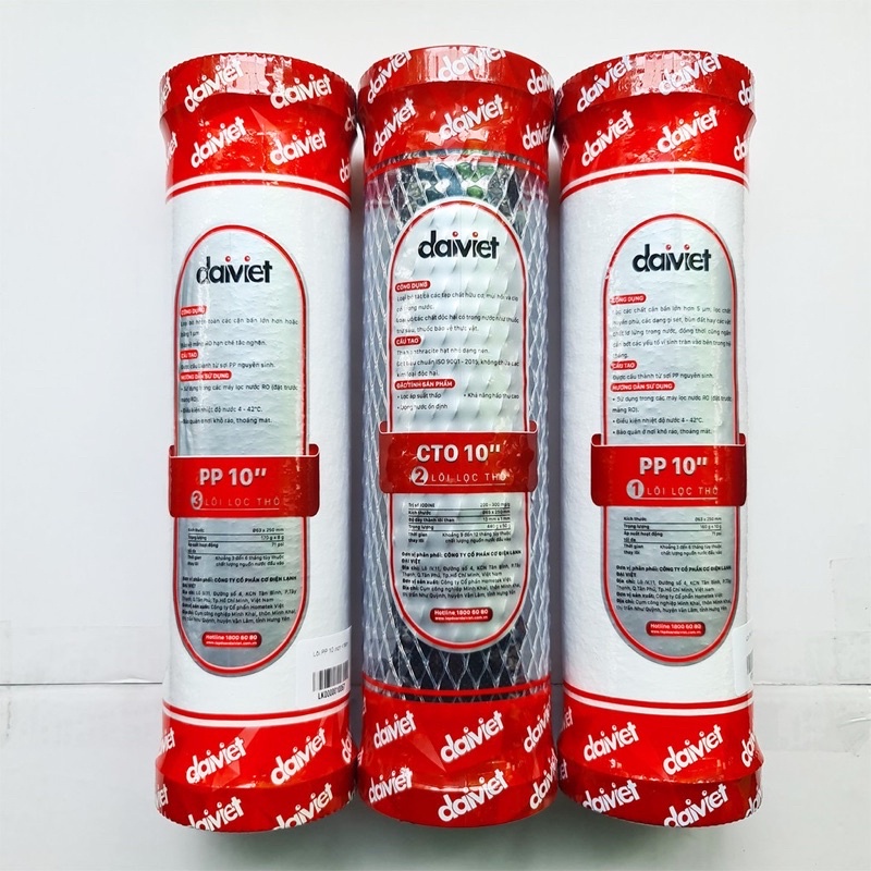 Combo 3 lõi lọc nước Đại Việt, sử dụng được cho mọi máy lọc nước