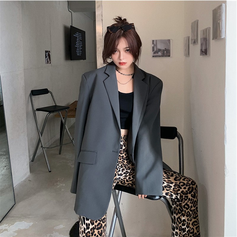 Ảnh thật 6 hình cuối-2W505.Áo blazer xám thời trang Ulzzang