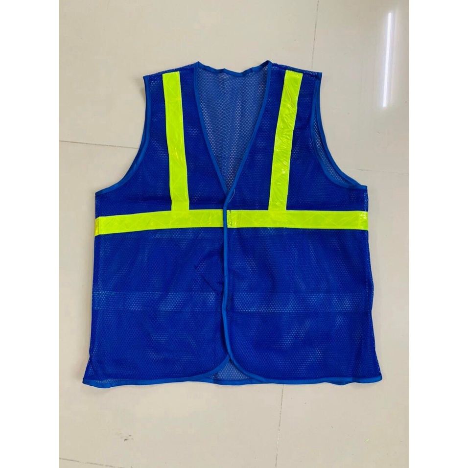 Áo lưới phản quang công trường, áo phản quang công nhân màu xanh dương