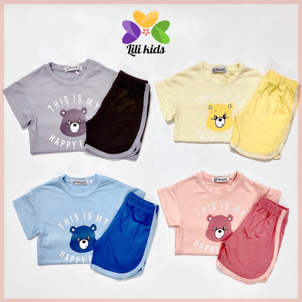 Bộ cộc tay cho bé trai bé gái chất thun lạnh LILIKIDS họa tiết động vật cho bé BCT01