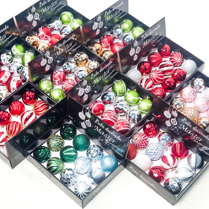 Set 12 Trái Châu 8cm Trang Trí Cây Thông Giáng Sinh / Năm Mới