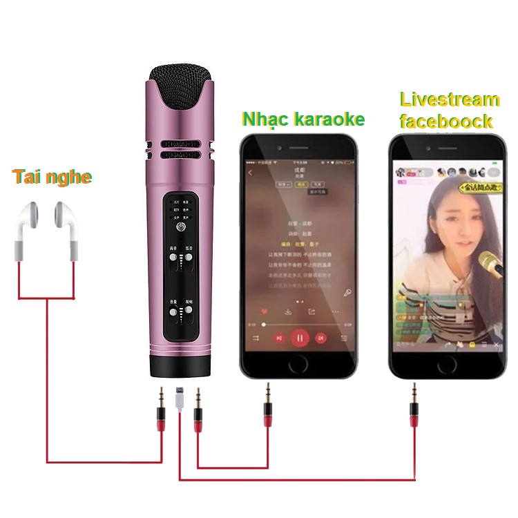 [Siêu Sale ] Micro live stream facebook, bigo tiktok,karaoke đa năng C16 giả giọng tặng kèm tai phone dễ dàng sử dụng