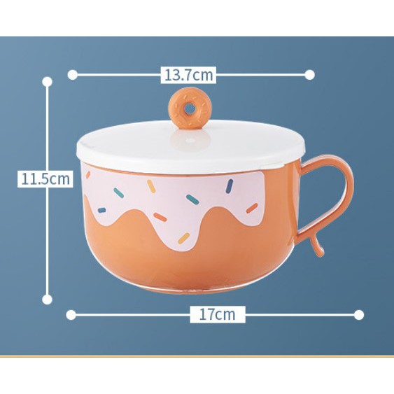 Bát úp mì 2 lớp lõi inox giữ nhiệt chống nóng, bát mì NẮP NHẪN nhiều màu