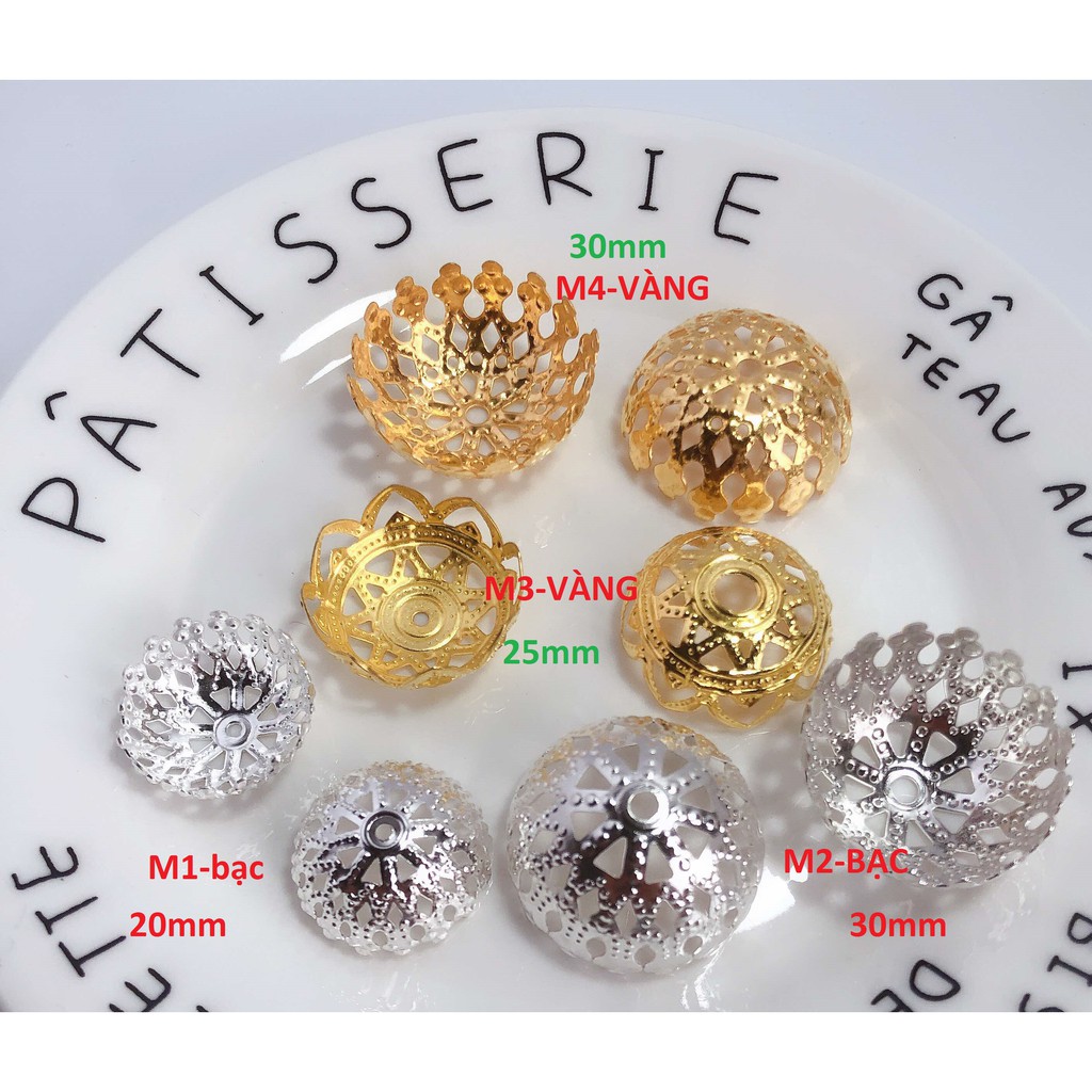 Gói 2-5 đế hoa charm ốp hạt loại lớn 20-25-30mm